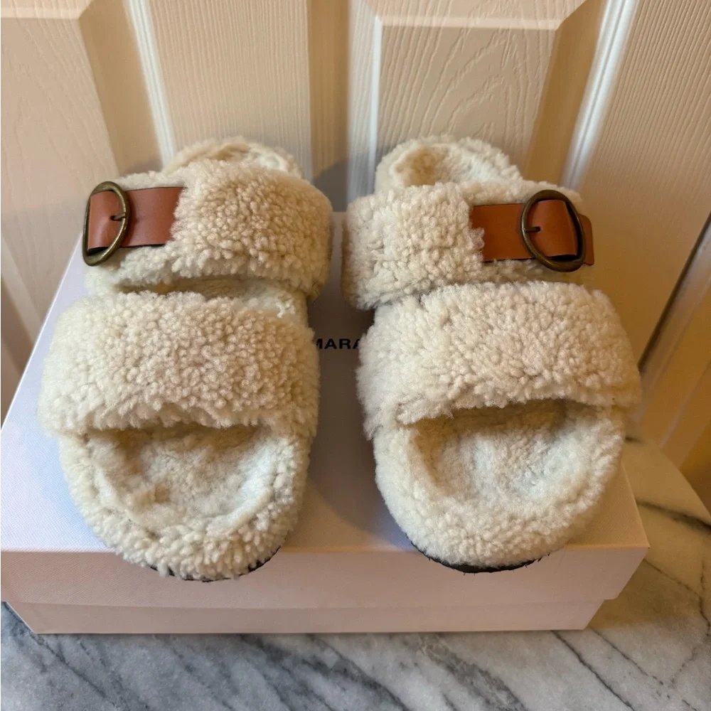 ISABEL MARANT Frikon Shearling Sandals - Picture 5 of 15